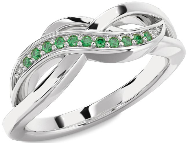 Emerald White Gold Infinity Ring