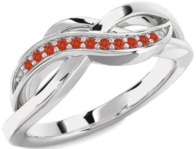Fire Opal Platinum Infinity Ring