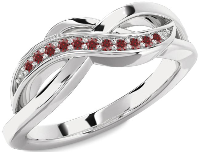 Garnet Silver Infinity Ring
