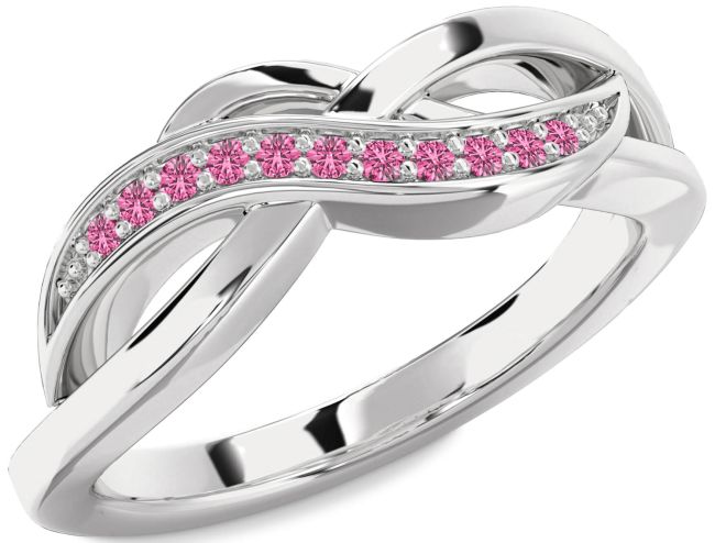 Pink Sapphire Silver Infinity Ring