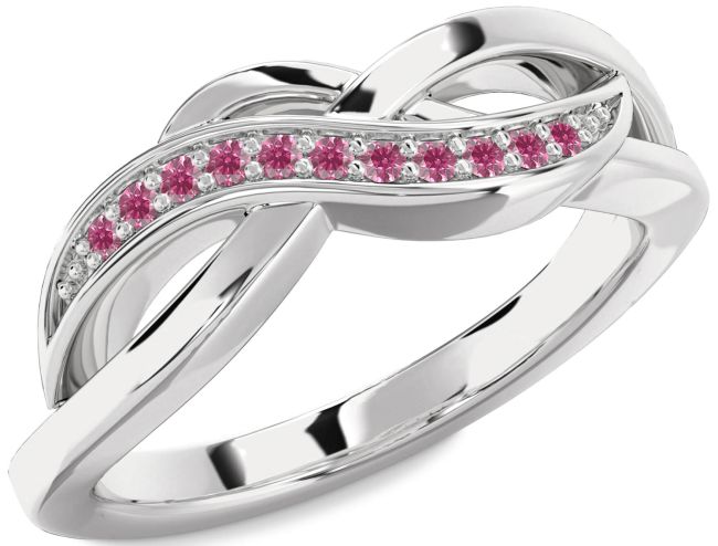 Pink Tourmaline Silver Infinity Ring
