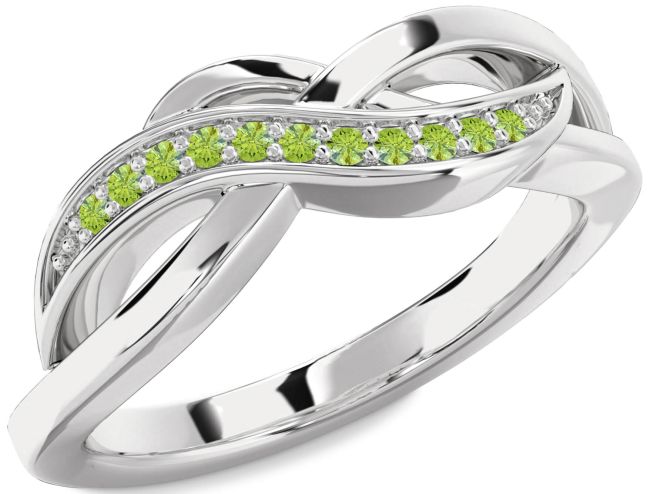 Peridot Platinum Infinity Ring