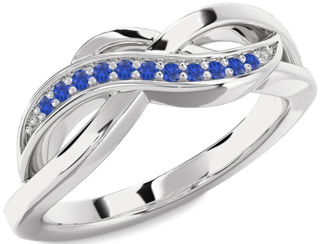 Blue Sapphire Silver Infinity Ring