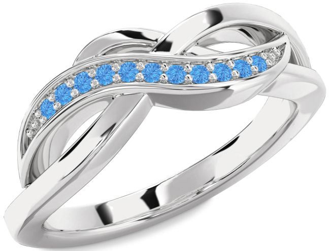 Swiss Blue Topaz Silver Infinity Ring