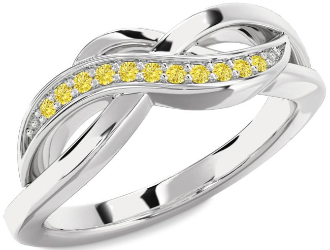 Yellow Diamond Platinum Infinity Ring