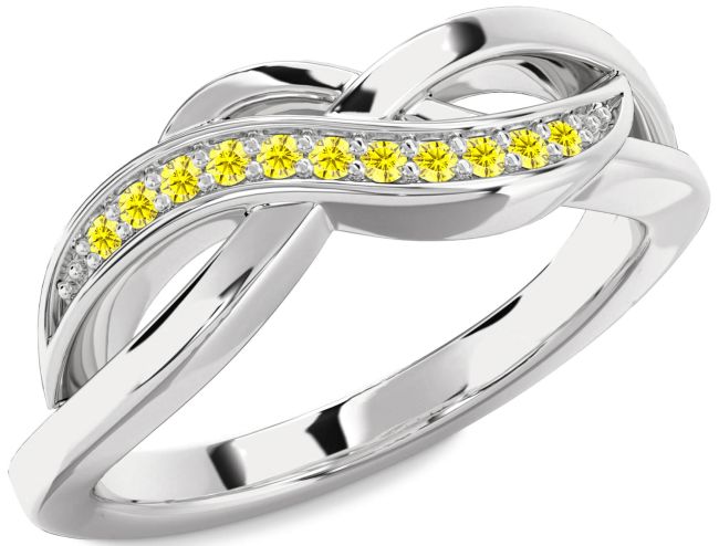 Yellow Sapphire Silver Infinity Ring