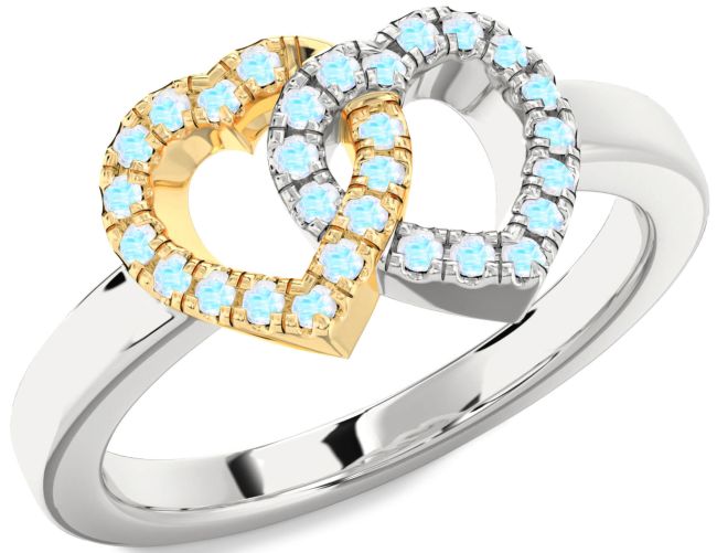 Moonstone Gold Silver Heart Ring