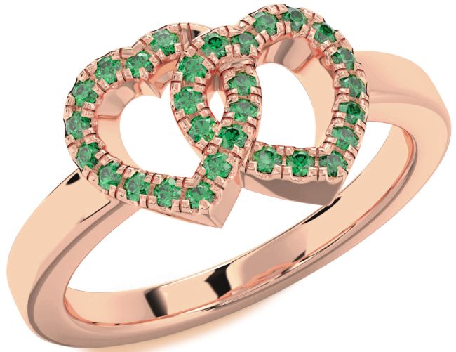 Emerald Rose Gold Heart Ring