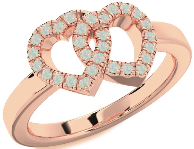 Opal Rose Gold Heart Ring