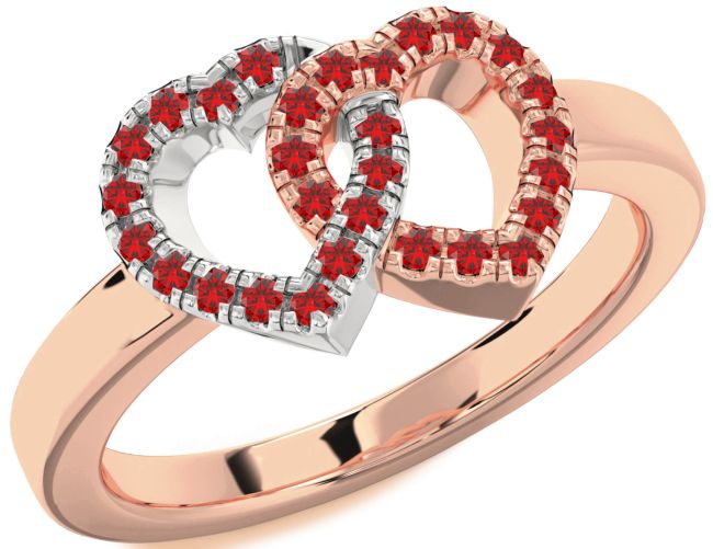 Ruby Rose Gold Silver Heart Ring