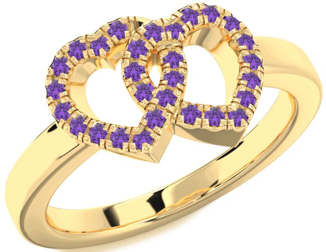 Amethyst Gold Heart Ring
