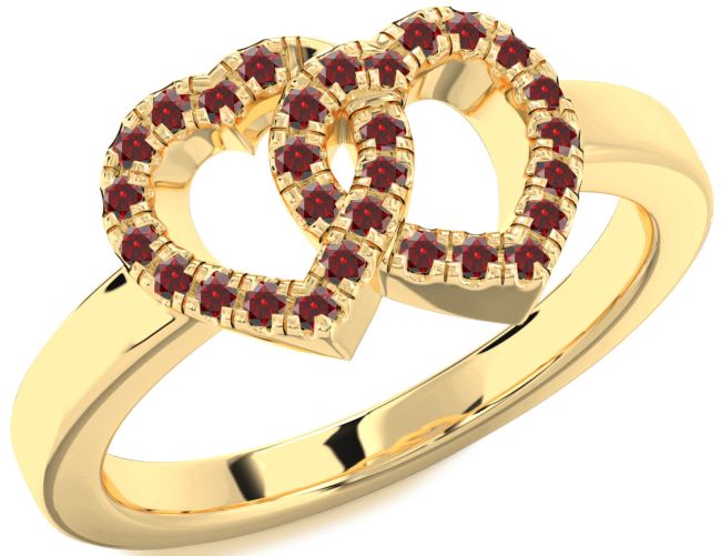 Garnet Gold Heart Ring