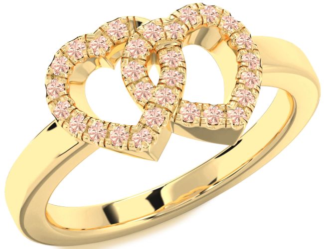 Morganite Gold Silver Heart Ring