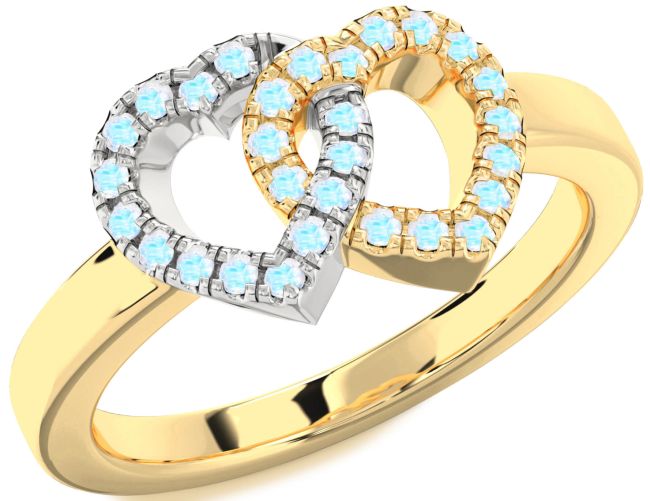 Moonstone Gold Silver Heart Ring