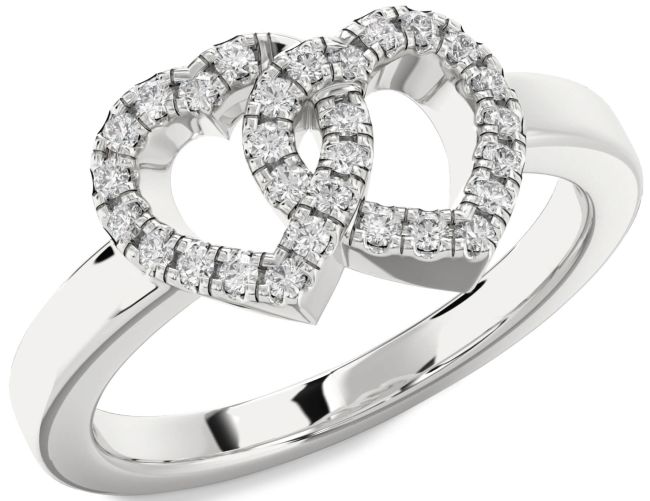 Diamond Silver Heart Ring