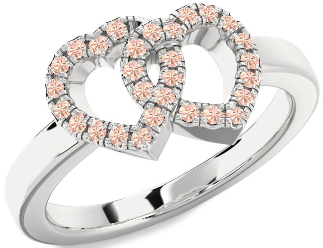 Morganite Platinum Heart Ring
