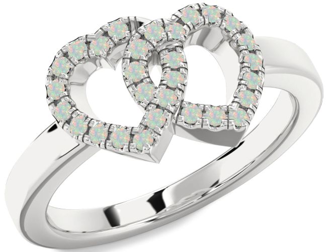 Opal Platinum Heart Ring