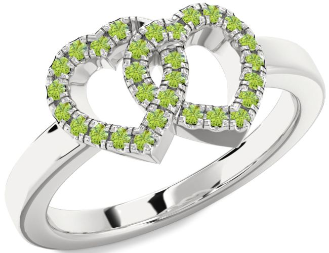 Peridot Platinum Heart Ring