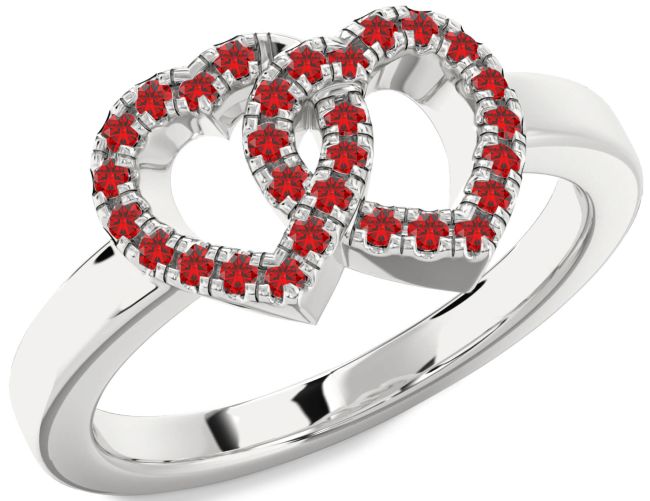 Ruby Platinum Heart Ring