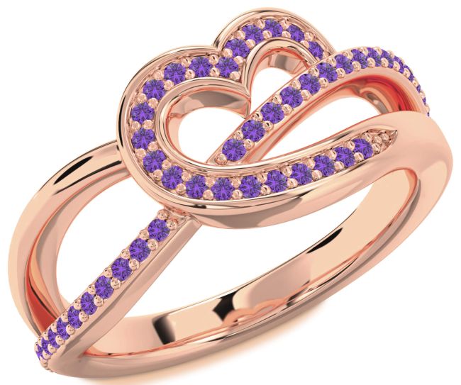 Amethyst Rose Gold Heart Infinity Ring