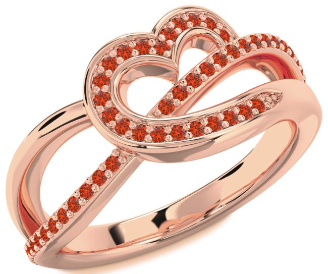 Fire Opal Rose Gold Heart Infinity Ring