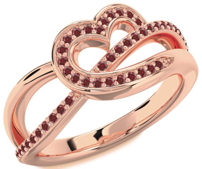 Garnet Rose Gold Heart Infinity Ring