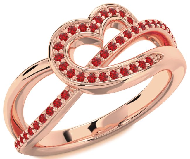 Ruby Rose Gold Heart Infinity Ring
