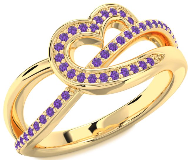 Amethyst Gold Heart Infinity Ring