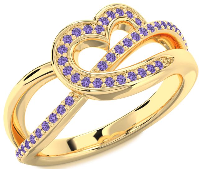 Alexandrite Gold Heart Infinity Ring