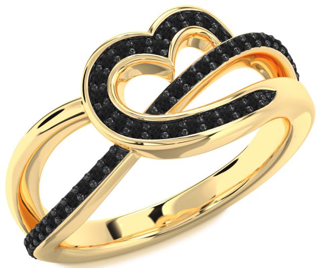 Black Diamond Gold Heart Infinity Ring