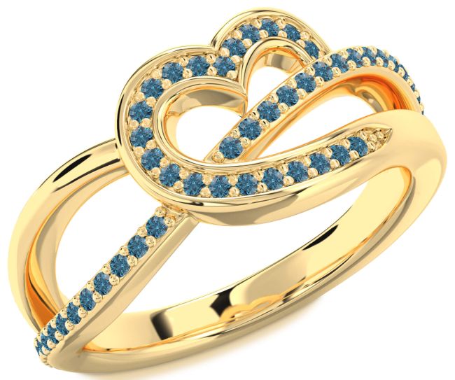 Blue Diamond Gold Heart Infinity Ring
