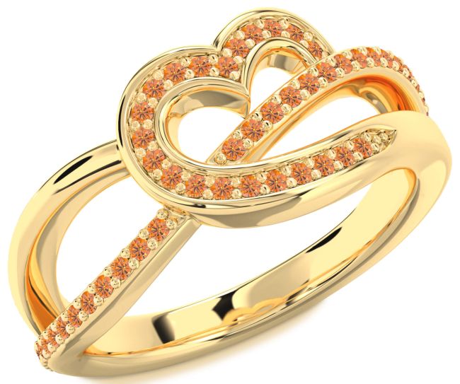 Citrine Gold Heart Infinity Ring