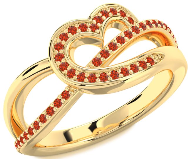 Fire Opal Gold Heart Infinity Ring