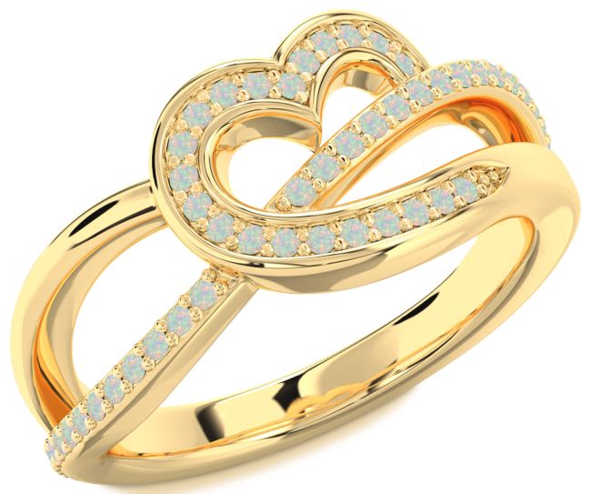 Opal Gold Heart Infinity Ring