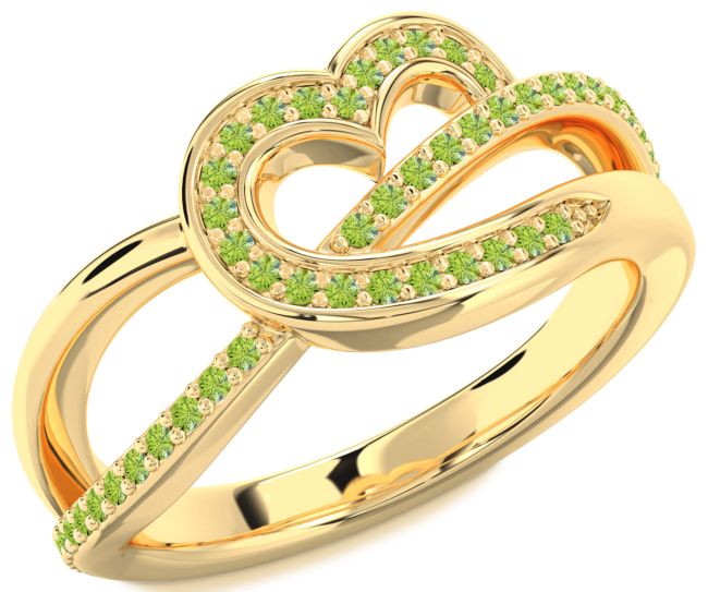 Peridot Gold Heart Infinity Ring