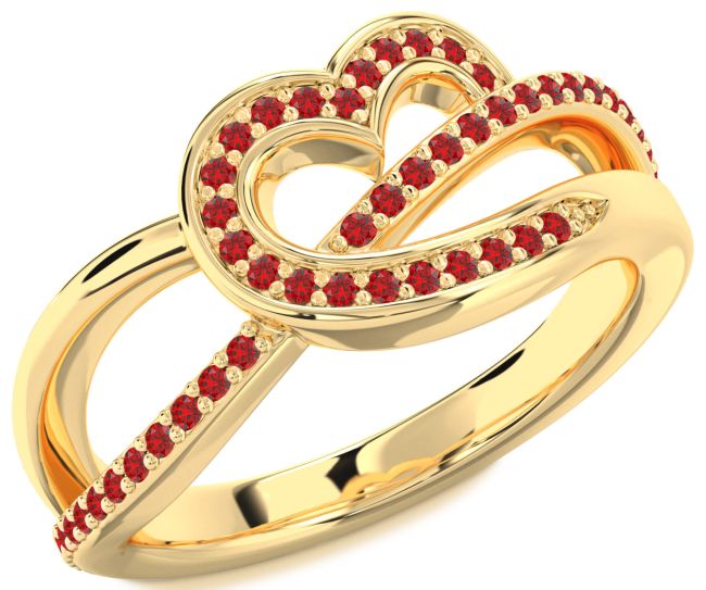 Ruby Gold Heart Infinity Ring