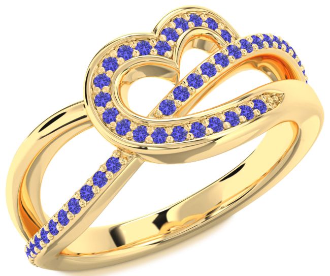 Tanzanite Gold Heart Infinity Ring