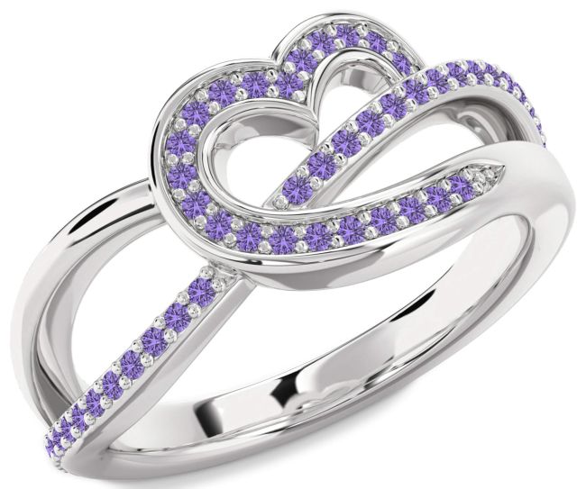 Alexandrite Silver Heart Infinity Ring