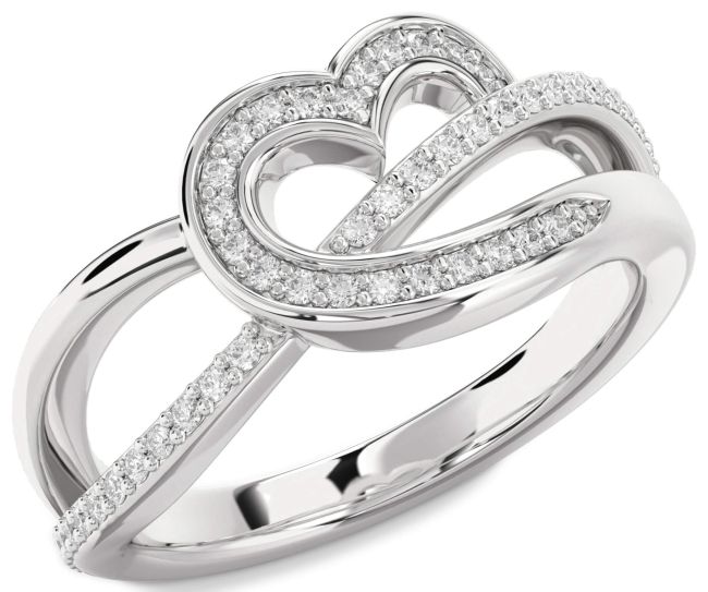 Diamond Silver Heart Infinity Ring