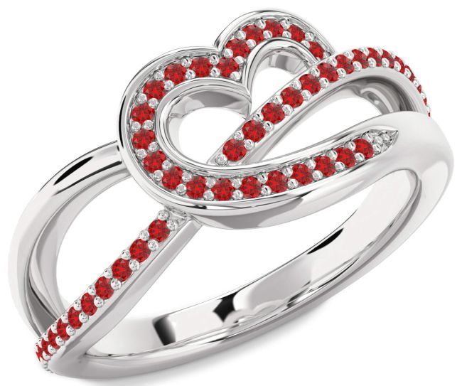 Ruby Platinum Heart Infinity Ring