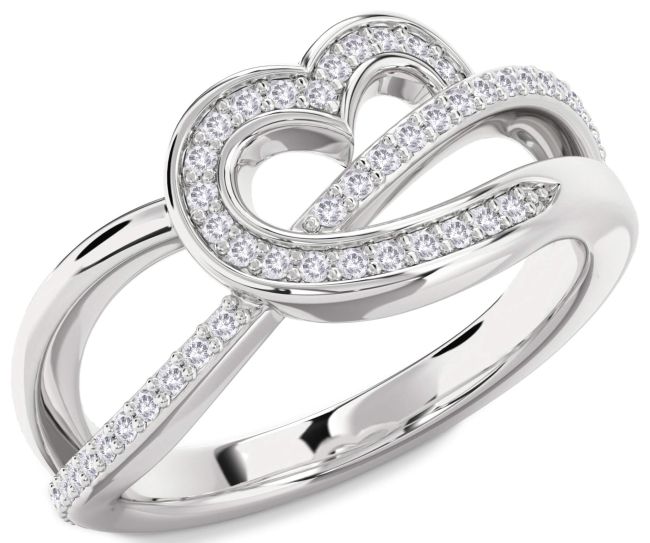 Salt & Pepper Diamond Silver Heart Infinity Ring