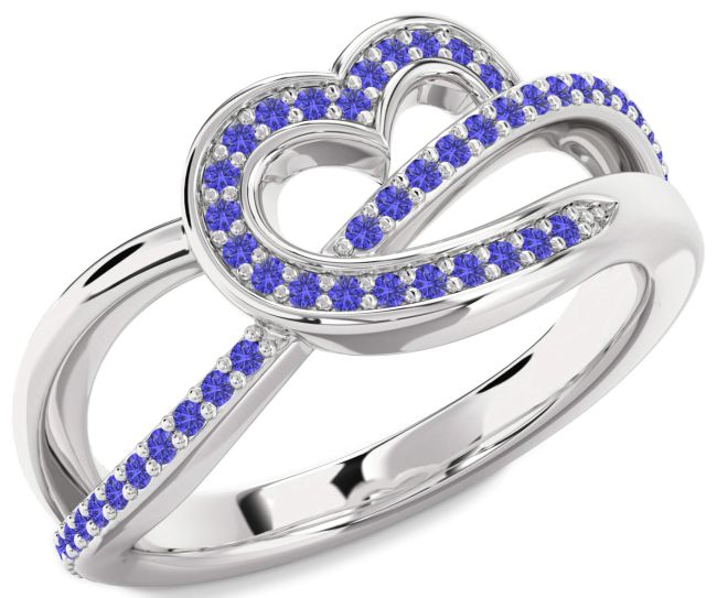 Tanzanite Silver Heart Infinity Ring