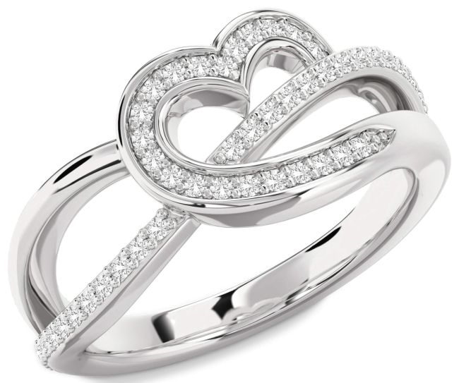 White Sapphire Silver Heart Infinity Ring