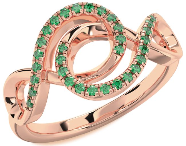 Emerald Rose Gold Infinity Ring