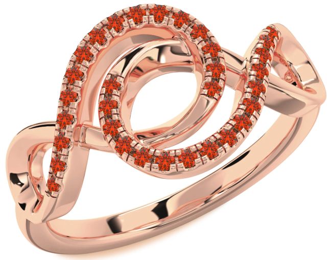 Fire Opal Rose Gold Silver Infinity Ring