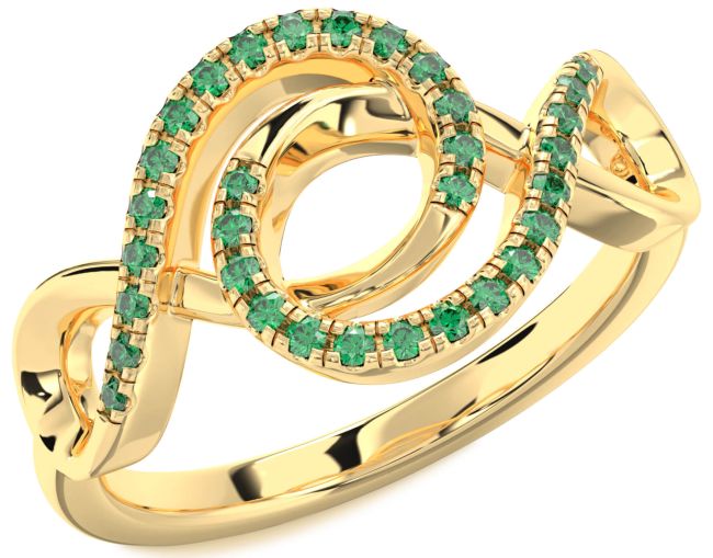 Emerald Gold Silver Infinity Ring