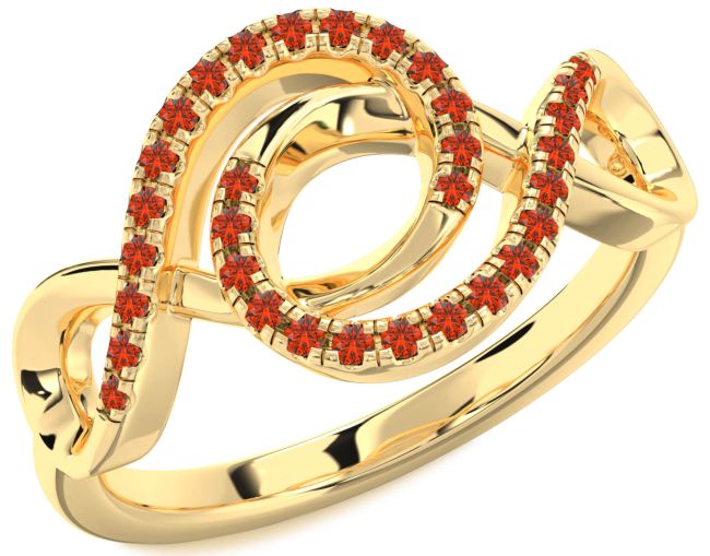 Fire Opal Gold Silver Infinity Ring