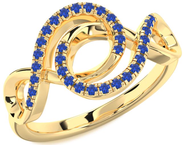 Blue Sapphire Gold Silver Infinity Ring