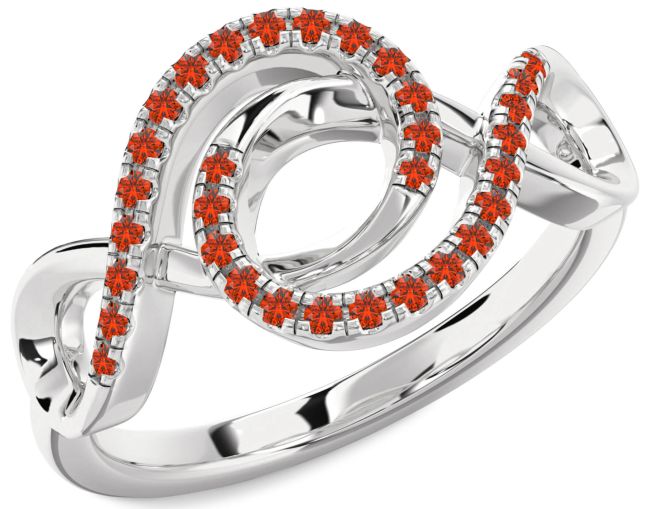Fire Opal Platinum Infinity Ring