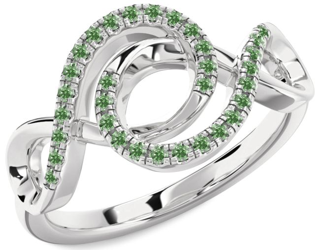 Green Diamond Platinum Infinity Ring